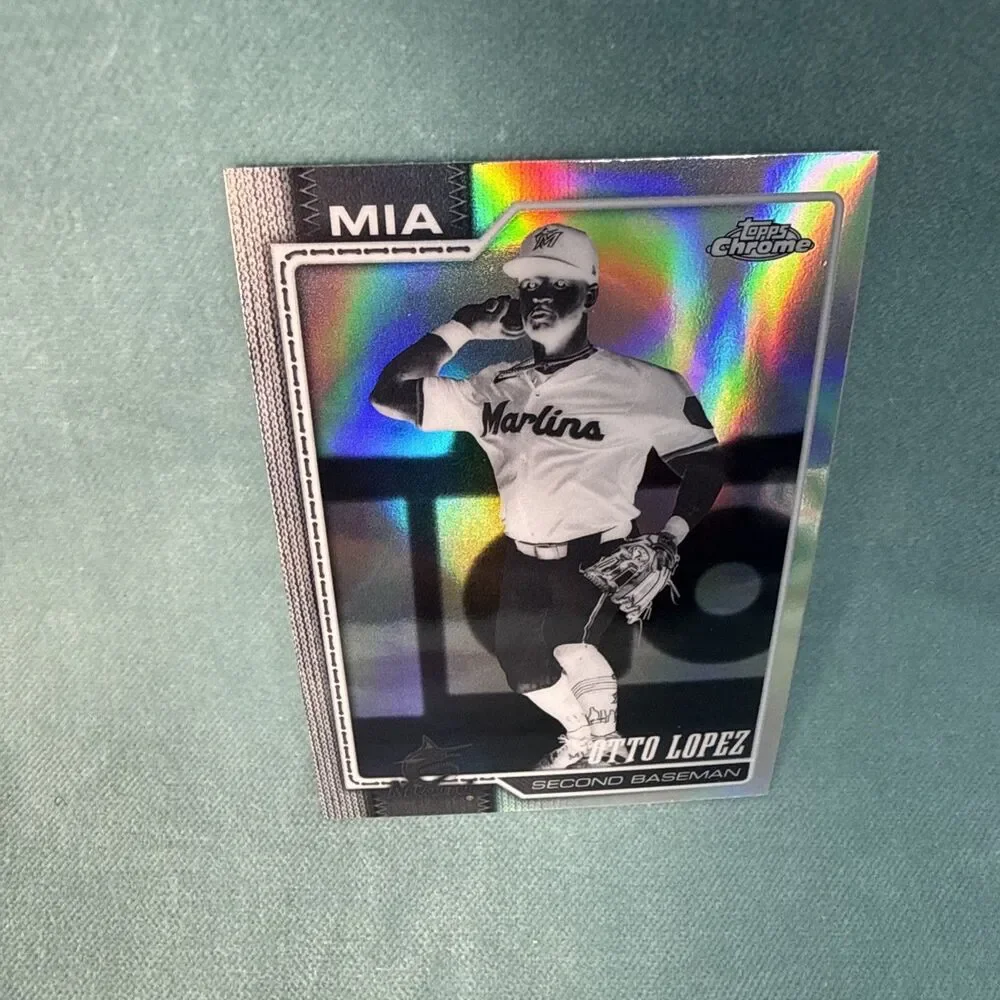 2026 Topps Chrome #116 Otto Lopez Negative Refractor Miami Marlins Blue Jays MLB